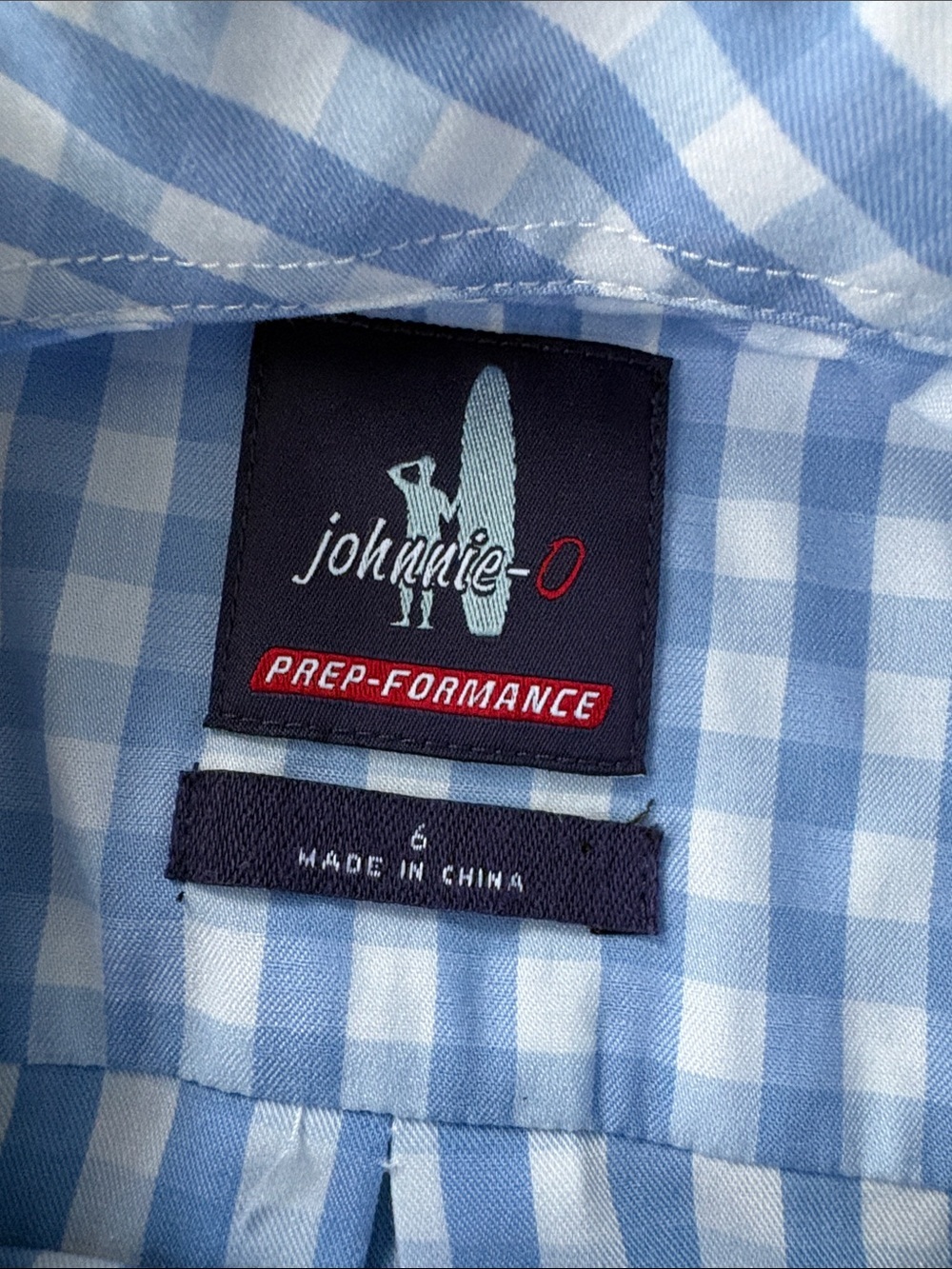 Johnnie-o Boys Blue Gingham Shirt size 6 - Picture 3 of 6